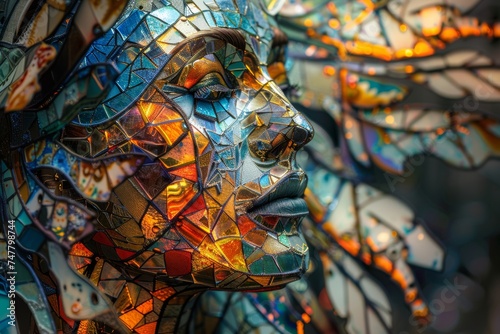 Multifunctional human face art, adorned with vibrant colors and intricate designs, serves as a captivating canvas that reflects a boundless and creative mindset, pushing the boundaries of self-express