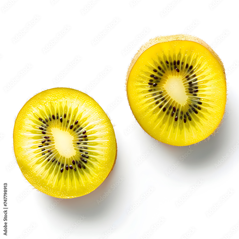 To slice of Kiwi fruit on white background To slice of Kiwi fruit on white background