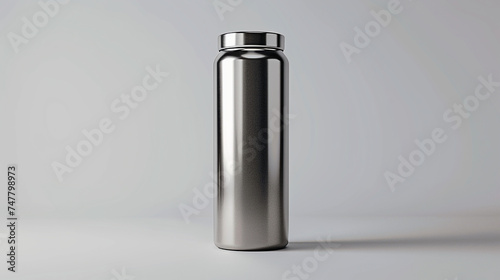  A minimalist water bottle with a frosted glass exterior, captured in soft light against a white backdrop, emanating a sense of purity and tranquility