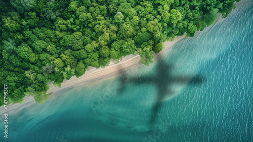 The shadow of an airplane evoking a desire to travel