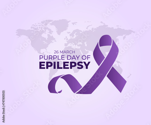 Purple Day of Epilepsy. 26 March.  Holiday concept. World Epilepsy day banner, poster and card. Vector illustration.