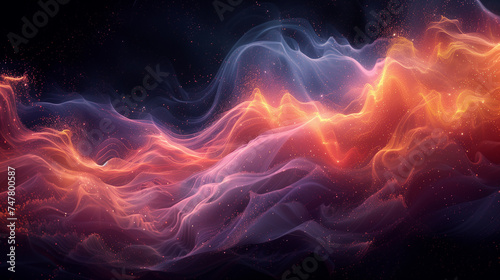 3d illustration of abstract fractal background with wavy flowing energy