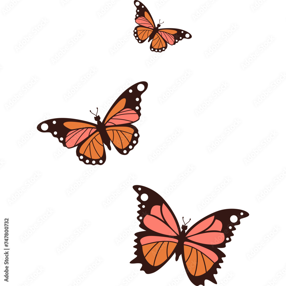 Obraz premium Flat Butterflies Flying Illustration