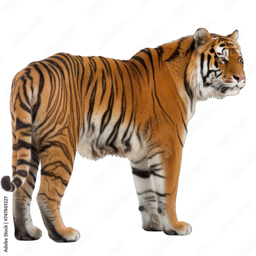 side view of tiger transparent isolated on white png