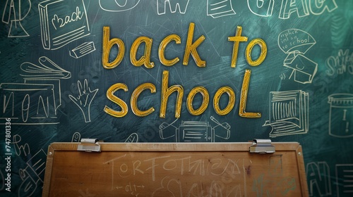 Back to School on blackboard photo