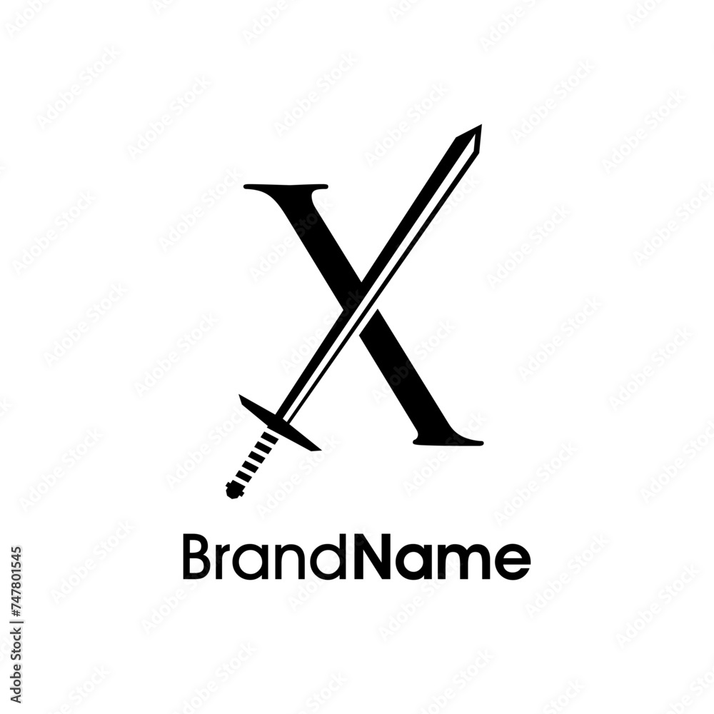 Luxury Initial X Sword Logo Luxury Initial X Sword Logo