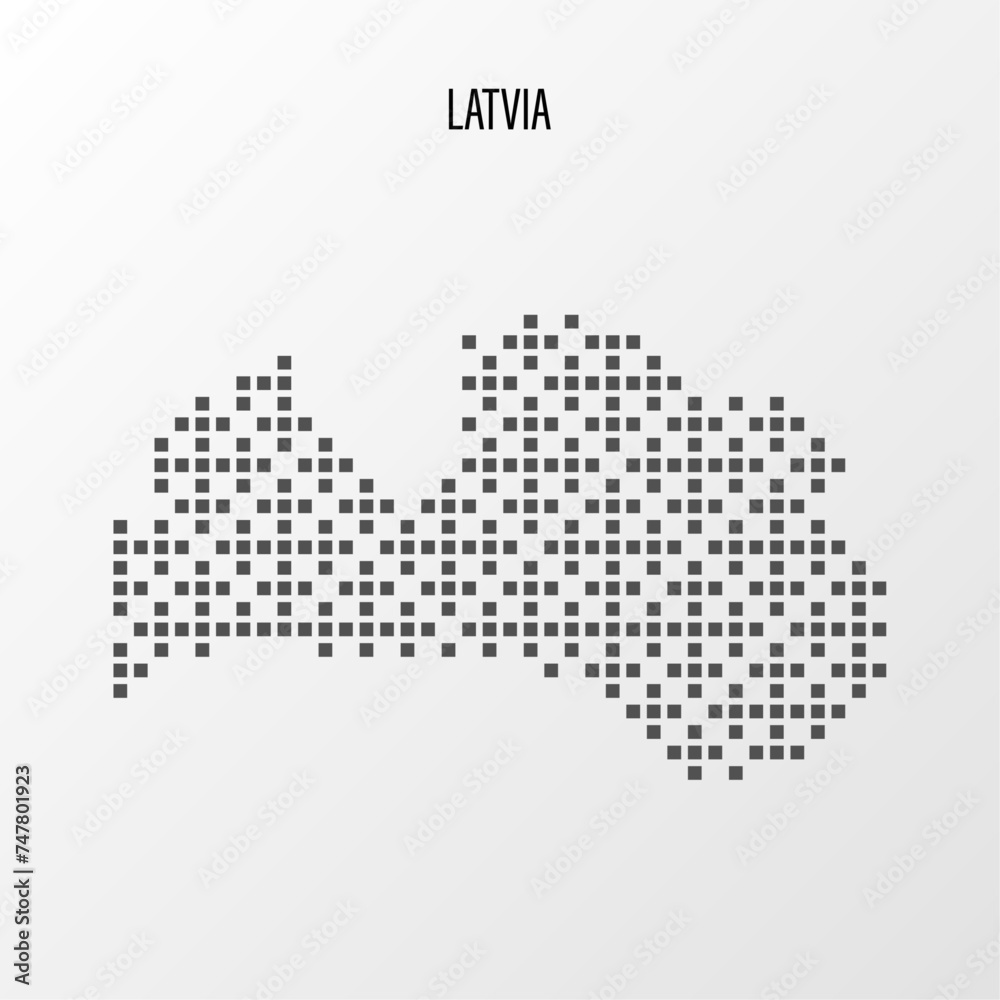 Dotted Map of Latvia Vector Illustration. Modern halftone region isolated white background