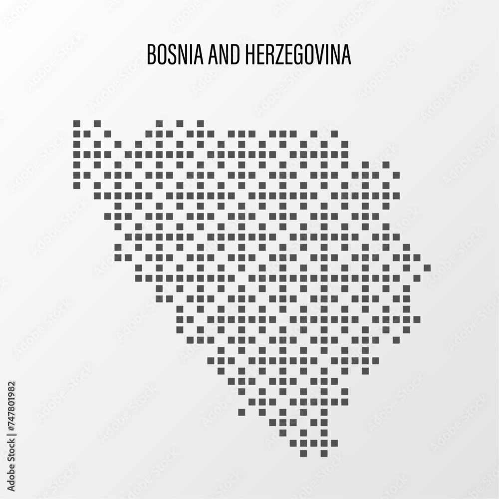 Dotted Map of Bosnia and Herzegovina Vector Illustration. Modern halftone region isolated white background
