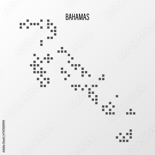 Dotted Map of Bahamas Vector Illustration. Modern halftone region isolated white background
