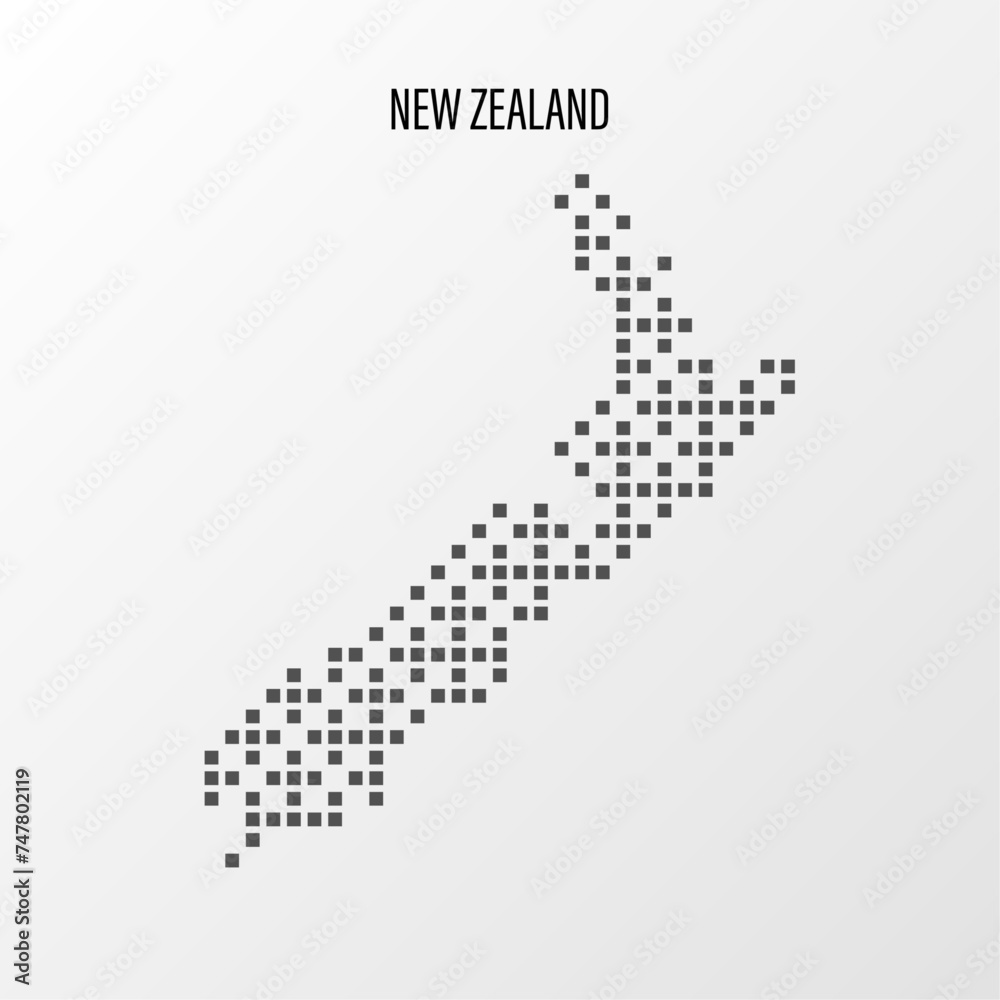 Dotted Map of New Zealand Vector Illustration. Modern halftone region isolated white background