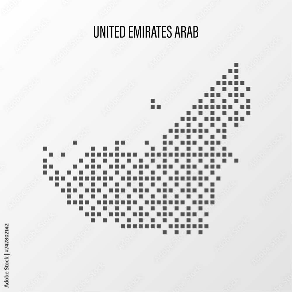 Dotted Map of UAE Vector Illustration. Modern halftone United Arab Emirates region isolated white background