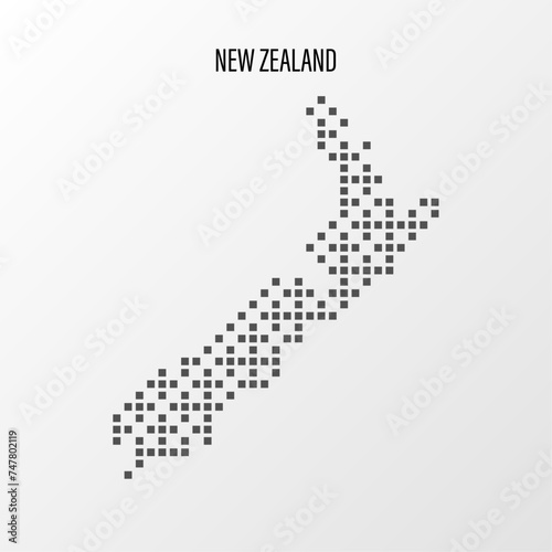 Dotted Map of New Zealand Vector Illustration. Modern halftone region isolated white background photo