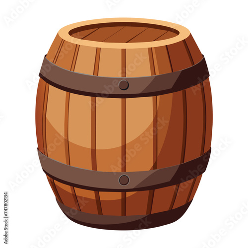 Wooden Barrel Isolated on White Background