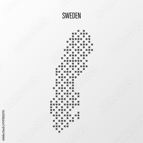 Dotted Map of Sweden Vector Illustration. Modern halftone region isolated white background