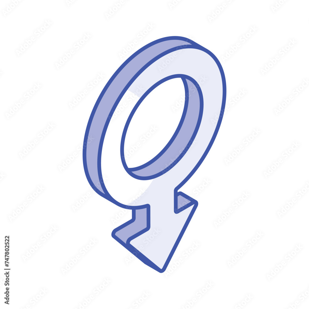 An amazing isometric icon of male symbol, masculine concept An amazing isometric icon of male symbol, masculine concept