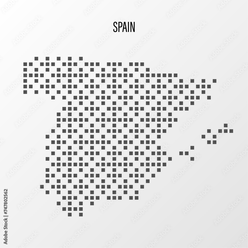 Dotted Map of Spain Vector Illustration. Modern halftone region isolated white background