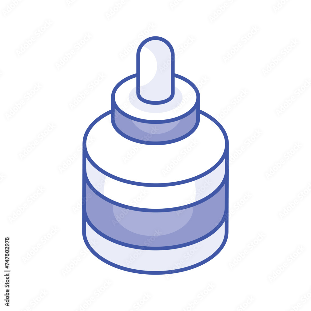 An isometric icon of dropper bottle in modern design style An isometric icon of dropper bottle in modern design style