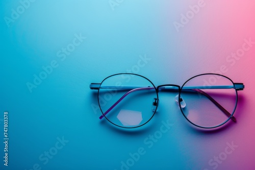 Banner with glasses, ophthalmology, copy space