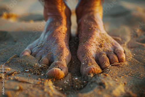 Freiheit am Strand: Männerfüße im warmen Sand
