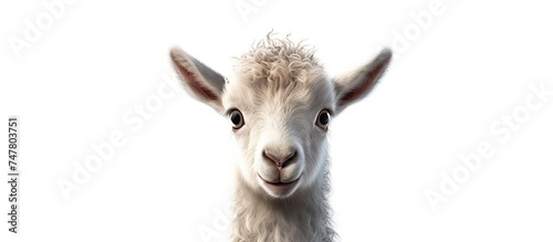 illustration of a cute gray furry goat kid isolated on a white background © Sarina
