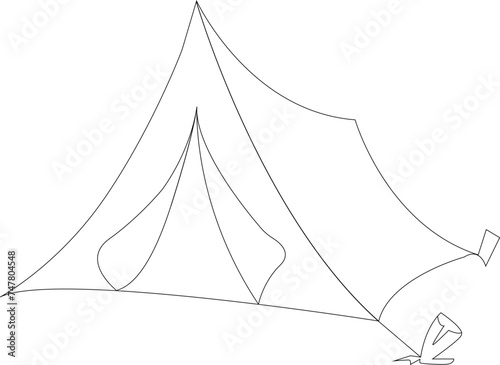 Camping coloring book page for children