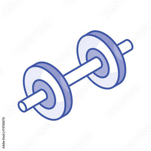 Weight lifting tool, modern isometric vector of dumbbell in editable style