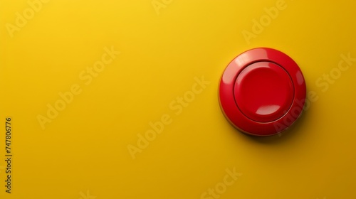 Red button on a yellow background. Press and start