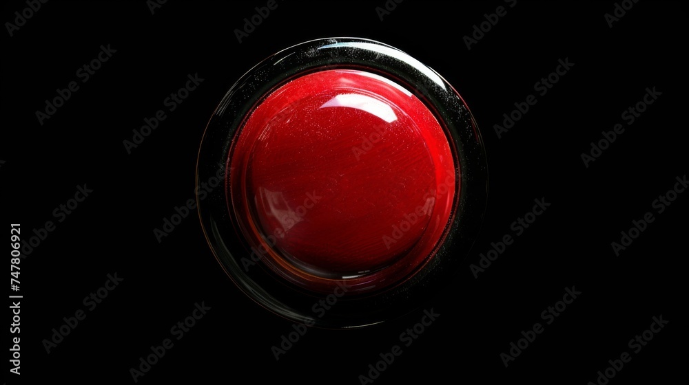 Red button on a black background. Press and start Red button on a black background. Press and start