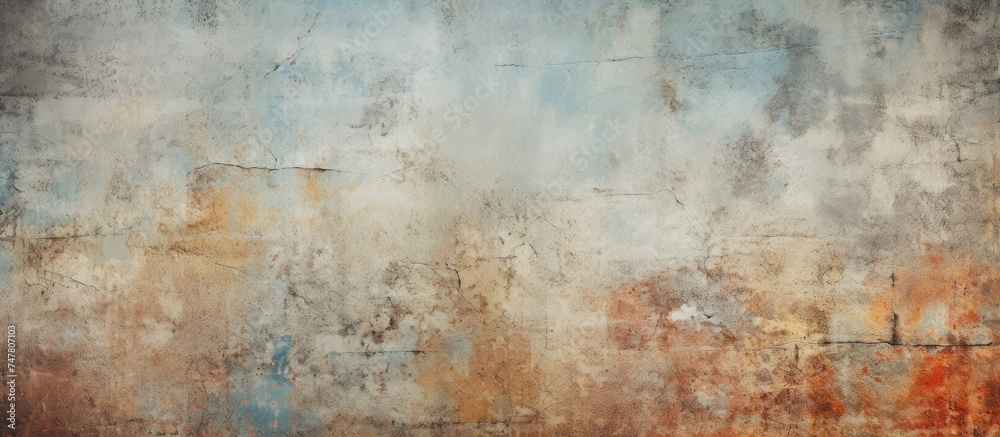 A weathered and rusted wall stands in the foreground, with the vibrant blue sky filling the background. The contrast between the decay of the wall and the clear sky creates a striking visual impact.
