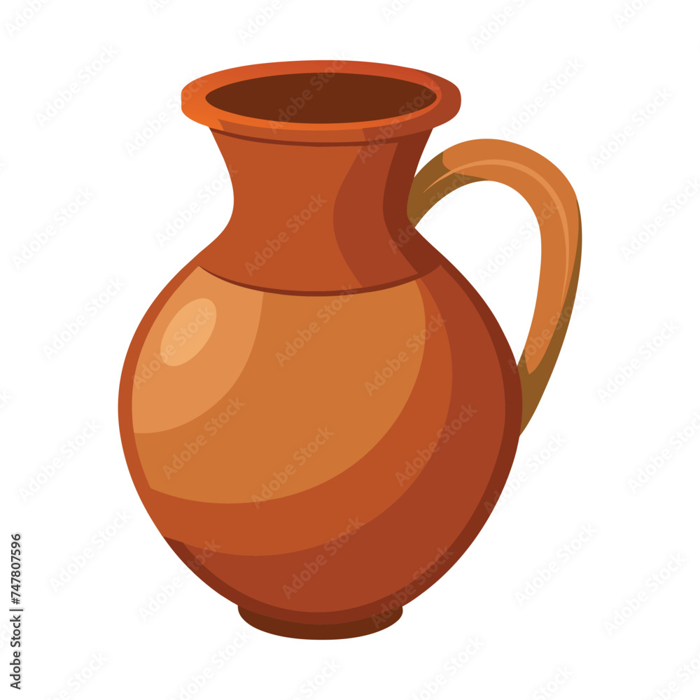 Isolated Brown Ceramic Jug Clay Vase Vector Illustration