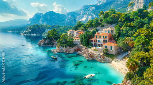 Mediterranean Sea and Coastal Travel, Picturesque Summer Vacation and Nature, Exotic Beach and Turquoise Water, Scenic and Beautiful Landscape photo