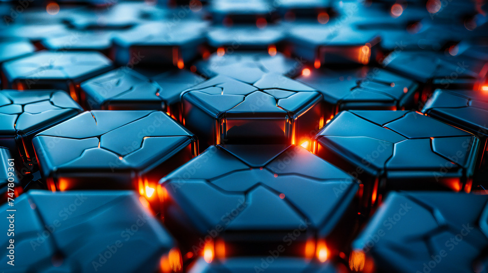 Futuristic Hexagonal Technology, Abstract Geometric Background, Digital Honeycomb Pattern, Modern Design in Blue Futuristic Hexagonal Technology, Abstract Geometric Background, Digital Honeycomb Pattern, Modern Design in Blue