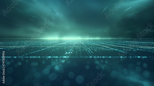 Abstract technology background with colored lights, in the style of dark green.