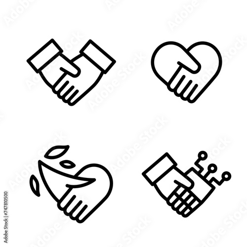 Handshake icon set, Vector simple outline icon.