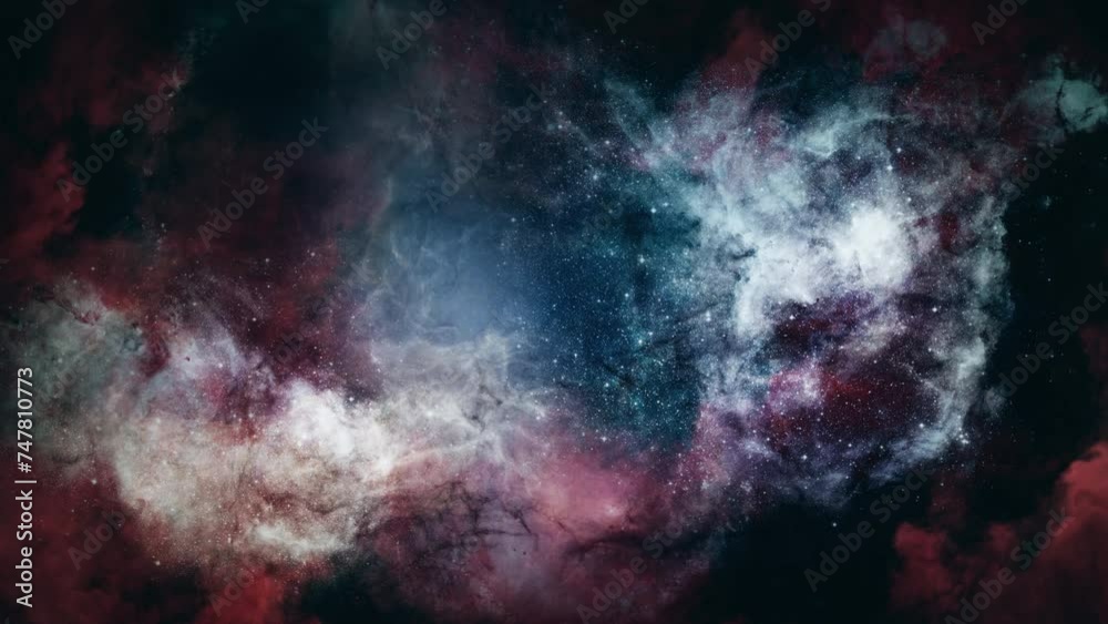 Nebula Clouds Background Loop. Passing nebula orange clouds on background seamless loop.