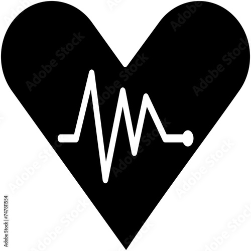 Heartbeat Icon, Patient Cardio Rhythm Symbol Vector Stock Illustration, Solid Icon Style Design.