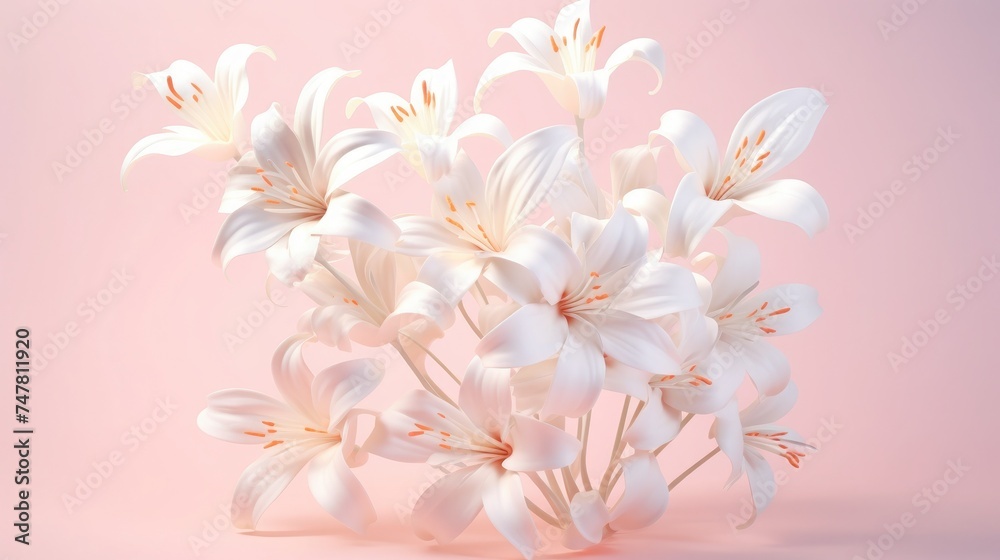 Concept or conceptual set of beautifull blooming lilies bouquets forming the font X. 3d illustration metaphor for education, design and decoration, romance and love, nature, spring or summer.
