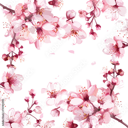 Card template with pink cherry blossom.