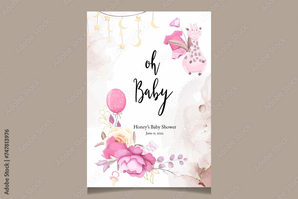 Cute Baby Shower Design Template With Sweet Floral 2