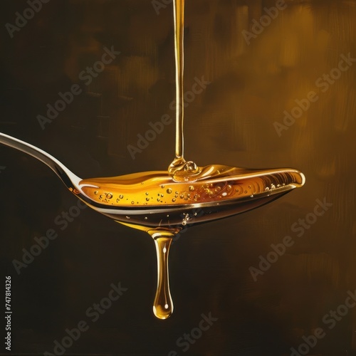 Honey dripping from a spoon 