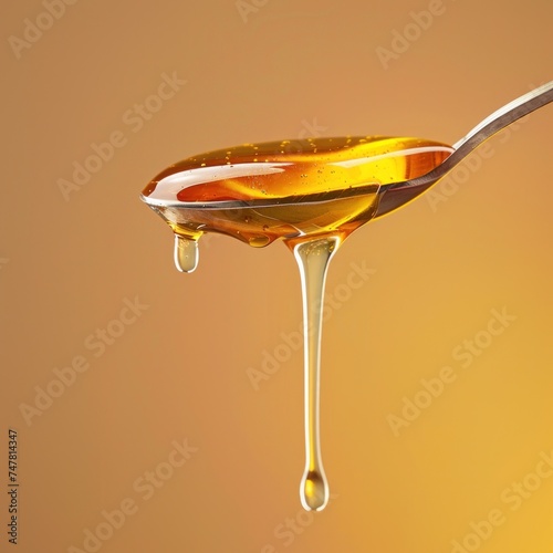 Honey spoon with a dripping honey