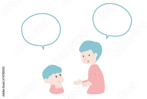 会話をする男性と子どものイラスト