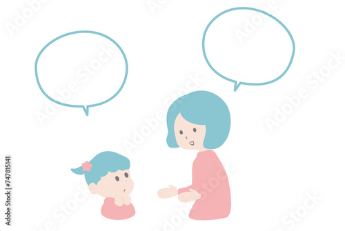会話をする女性と子どものイラスト