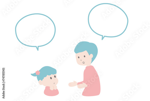 会話をする男性と子どものイラスト