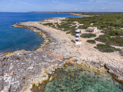 Punta Plana lighthouse, S Estalella, Llucmajor, Mallorca, Balearic Islands, Spain photo