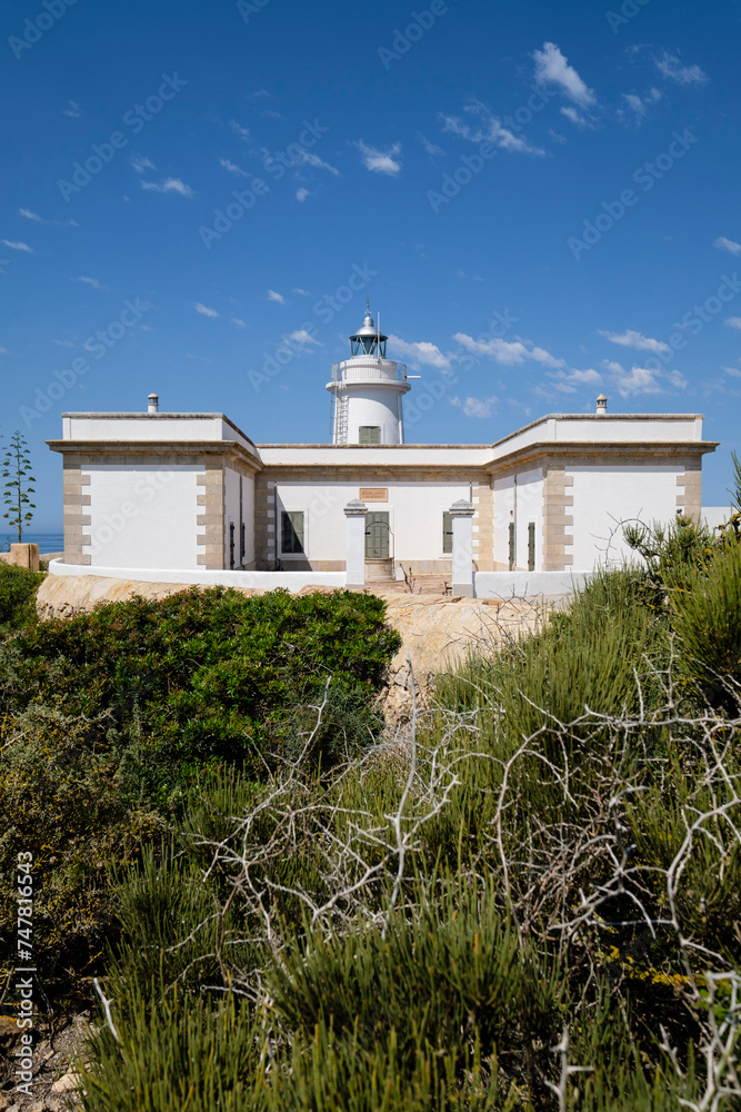 Cap Blanc lighthouse, Llucmajor, Mallorca, Balearic Islands, Spain