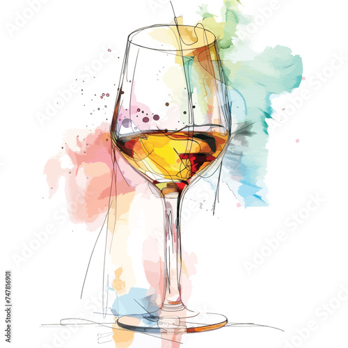 Drawing line color wineglass.