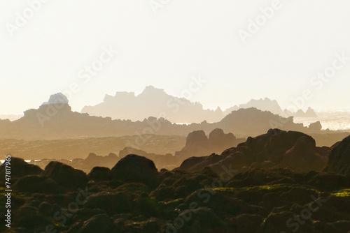Foto Panoramic view of the tidal zone in Jersey