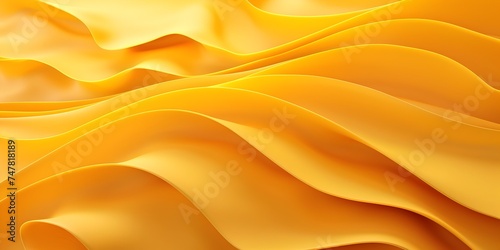 3D Yellow Wavy Texture Background with Flowing Forms
