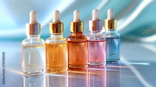 Assortment of Colorful Cosmetic Bottles on Table 